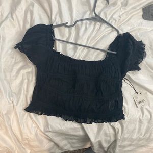 Cropped blouse black size small free people